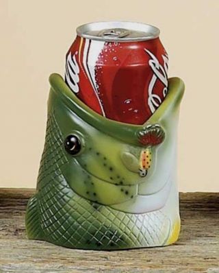 Double Walled Bass Fish Head Beer Pop Can Cooler Holder