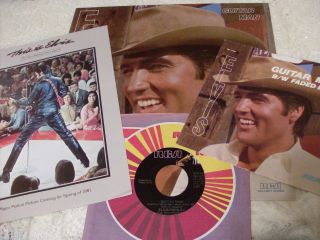 Elvis Presely 1981 Guitar Man Lp W/the Insert & The 45 Rpm & Picture Sleeve