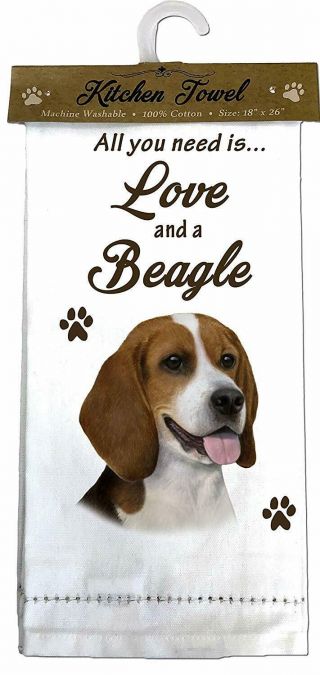 E&s Pets 700 - 3 Beagle Kitchen Towel,  Off - White
