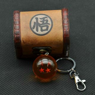 Dragon Ball Z Dbz 4 Stars Crystal Ball Keychain,  Vintage Wood Box Gift Cosplay