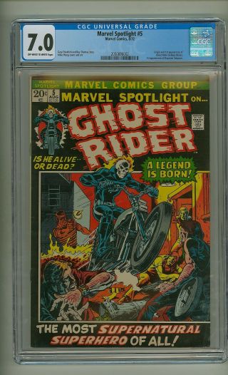Marvel Spotlight 5 (cgc 7.  0) Ow/w Pages; Origin/1st App.  Ghost Rider (c 24871)