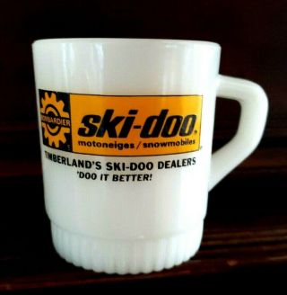 Vintage Fire King Timberlands Ski - Doo Dealer Advertising Mug Lancaster Nh