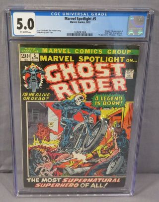 Marvel Spotlight 5 (ghost Rider 1st App.  Johnny Blaze) Cgc 5.  0 Vg/fn Shape 1972