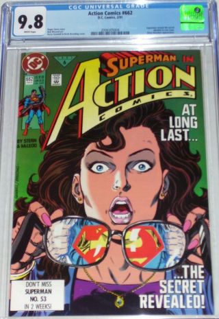 Action Comics 662 Cgc Graded 9.  8 Superman Reveals Identity To Lois Lane