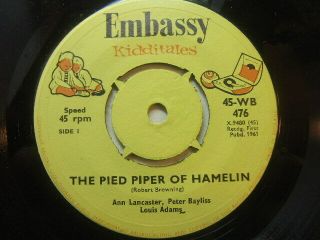 Embassy Kidditales – The Pied Piper Of Hamelin 1961 7” Embassy Wb 476