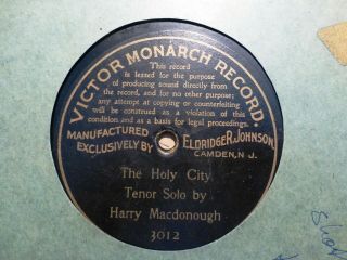 1901 Pre Matrix Victor Monarch Record Eldridge Johnson 3012 Take 2 Holy City