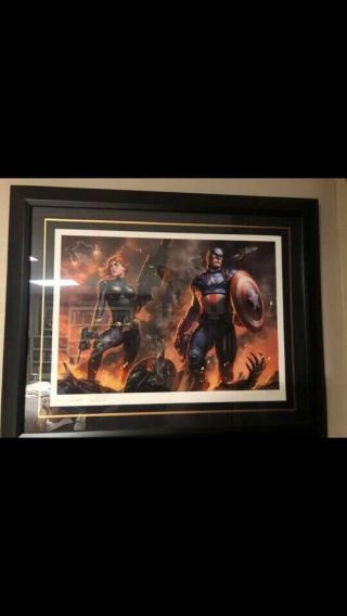 Sideshow Captain America And Black Widow Premium Art Print Framed By Sideshow