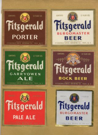 Vintage Beer Labels Fitzgerald Brewing Troy N.  Y.