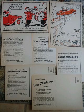 Chrysler Plymouth Advertising Postcards 1940 ' s? Magruder Motor Co Glasgow Mt 5