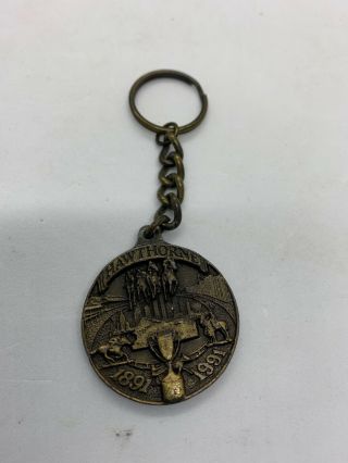 Hawthorne 1891 - 1991 Metal Coca Cola Keychain