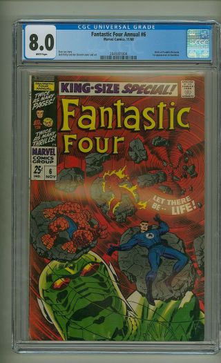 Fantastic Four Annual 6 (cgc 8.  0) White; Franklin Richards; Annihilus (c 24795)