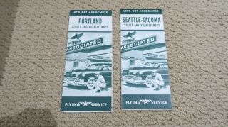 Two Vintage Flying A Gas Road Maps Of Portland And Seattle Circa 1960s