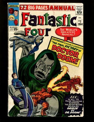 Fantastic Four Annual 2 Vgfn Kirby Origin Dr Doom (& Reprints 1st App) Rama - Tut