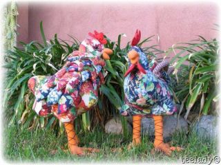 Folk Art Rooster And Chicken Stuffed Primitive Country Farmhouse Decor 16 " Tall