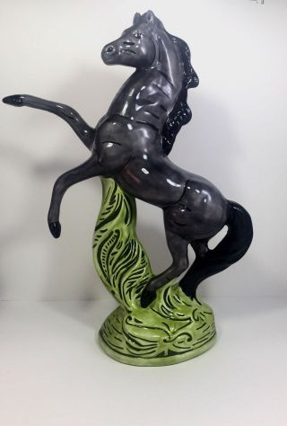 Vintage Lane Rearing Glazed Ceramic Horse Figurine Statuette 18” Tall