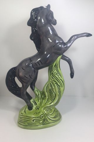 Vintage Lane Rearing Glazed Ceramic Horse Figurine Statuette 18” Tall 2