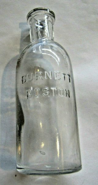 Antique Burnett Boston Glass Apothecary Medicine Bottle Vintage 4.  5 " Tall