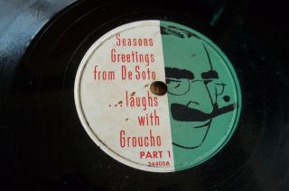 1950 Desoto Groucho Marx 78 Record You Bet Your Life Season Greetings Very Rare