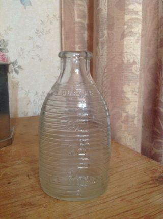Vtg Armstrong Phenix Oval Nurser Ridged Clear Glass Baby Milk Bottle 4 Ounces