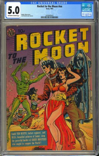 Rocket To The Moon Nn Good Girl Alien Pre - Code Avon Comic 1951 Cgc 5.  0