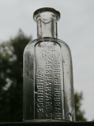 Antique John H.  Hubbard 468 Harvard St. ,  Cambridge (mass. ) 1 Oz.  Pharmacy Bottle