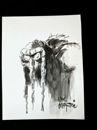 Val Mayerik Man - Thing Hand Painted Art 8.  5 " X11 " Marvel Comics