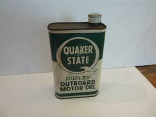 Vintage Quaker State Duplex Outboard Motor Oil Can One Quart Oil City