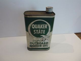 Vintage Quaker State Duplex Outboard Motor Oil Can - One Quart - Oil City