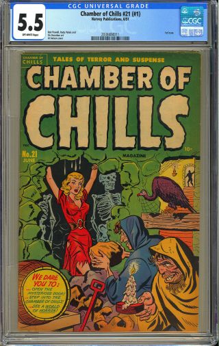 Chamber Of Chills 21 (1) Good Girl Bondage Cover Horror Harvey 1951 Cgc 5.  5