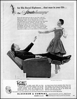 1955 Stratolounger Man Woman Blocksom & Company Vintage Photo Print Ad Adl66