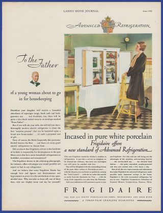 Vintage 1931 Frigidaire Refrigerator Kitchen Appliance Art Decor Print Ad 30 
