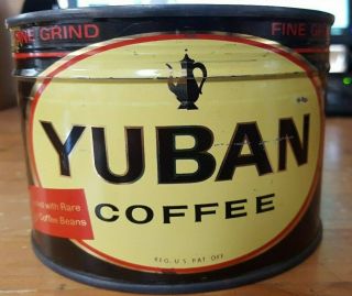 Antique / Vintage Yuban Coffee Tin Vtg 1 Lb Can -