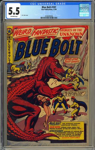 Blue Bolt 107 L.  B.  Cole Dinosaur Cover Pre - Code Star Comic 1950 Cgc 5.  5