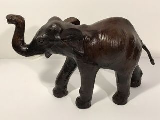 Vintage Leather Wrapped Elephant Statue Figure Sculpture Art 10 " Tall