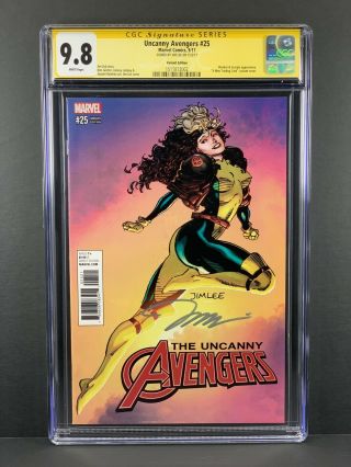 Uncanny Avengers 25 Cgc 9.  8 Ss Rogue Trading Card Cover - Signed Jim Lee