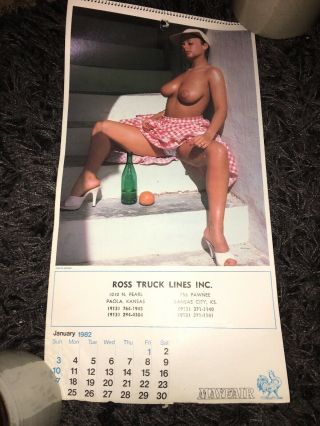 Vintage Advertising Calendar 1982 Nude Pin Up Girl Full 12 Month Ross Truck
