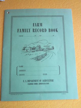 Vintage Farm Record Book Published By The U.  S Department Of Agriculture