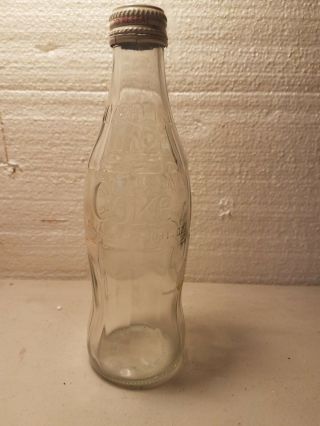 Vintage Coca cola Coke bottle 10 oz w/ lid cap Clear Glass 8 inch Rare Soda Pop 2
