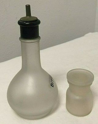 Frosted Glass Bitters Bottle w/ Dasher Top 5 1/2 