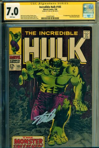 Incredible Hulk 105 Cgc 7.  0 White Pages Signed By Stan Lee 1st Missing Link