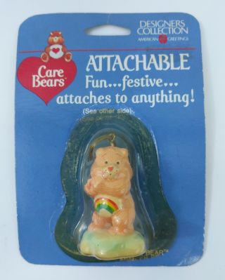 Vintage Care Bears Cheer Attachable Key Chain Clip Mini Figure Zip Pull Charm