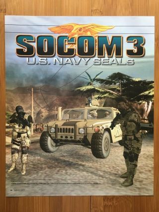 Socom 3 U.  S.  Navy Seals Ps2 Playstation 2 Vintage Pin - Up Page Poster Ad Art Rare