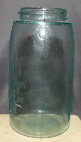 ANTIQUE GLASS MASON PATENT NOV 30TH 1858 KEYSTONE IN CIRCLE 1 QT FRUIT JAR 2