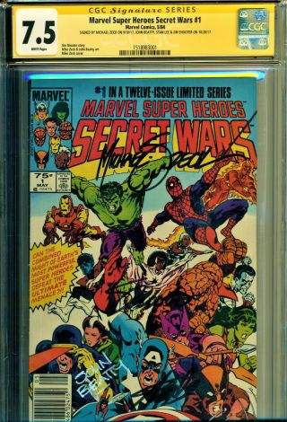 Marvel Heroes Secret Wars 1 Cgc Ss 7.  5 White Pgs - 4x Signed By Stan Lee,