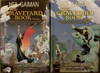 The Graveyard Book Vols 1 & 2 Graphic Novel Hardcover Set Neil Gaiman,  Harper Vg