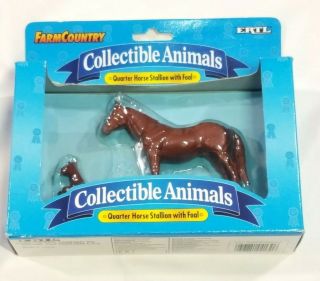 Ertl " Farm Country " Collectable Animals " Quarter Horse Stallion With Foal "