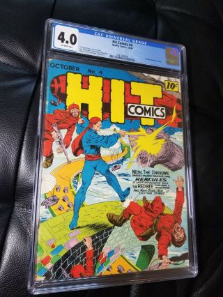 Hit Comics 4 Cgc 4.  0 Red Bee Costume Lou Fine Wwii Cover