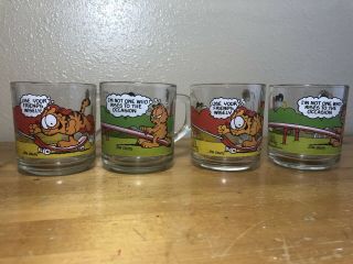 Vintage 1978 Mcdonald’s Garfield Glass Mug Set Of 4