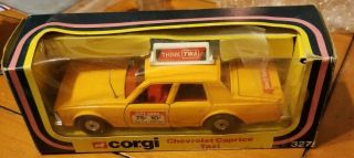 Vintage Corgi Toys 327 Chevrolet Caprice Classic Twa Yellow Taxi Cab 1979
