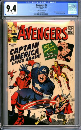 The Avengers 4 Golden Age Record Reprint With Record - Cgc 9.  4